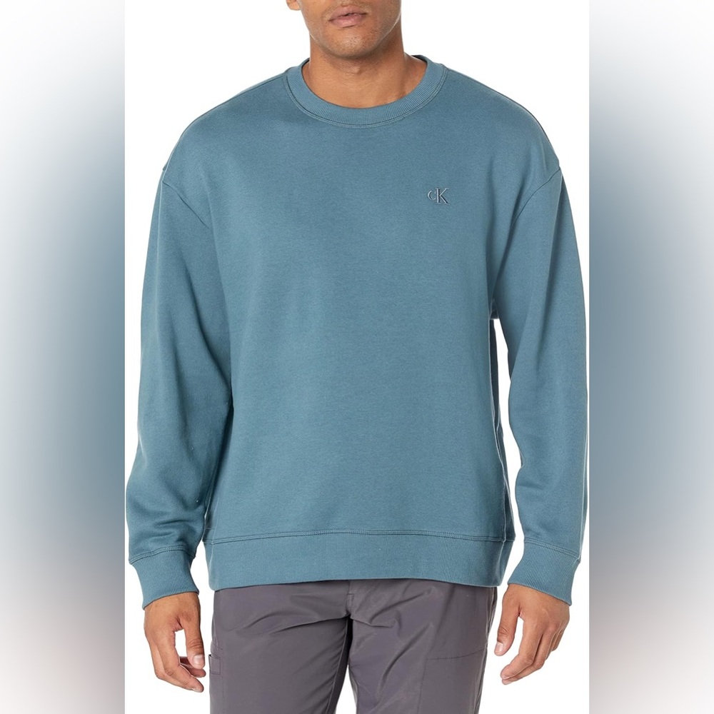 Calvin Klein Men's Relaxed Fit Monogram Logo Fleece Sweatshirt